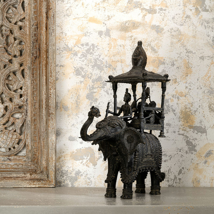 Dhokra Brass Royal Elephant Statue: The Ceremonial Canopy