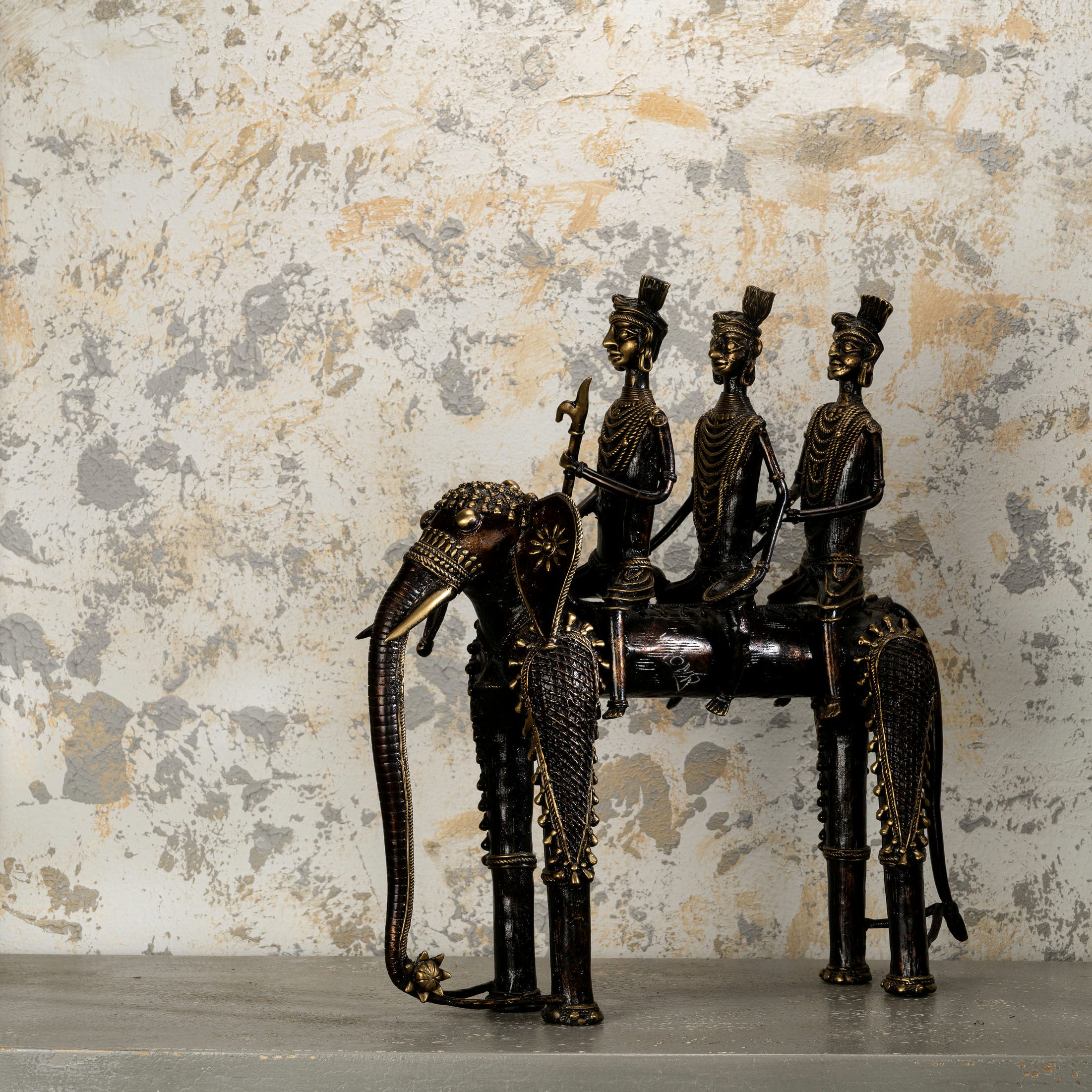 Dhokra Brass Processional Elephant Sculpture: The Tribal March