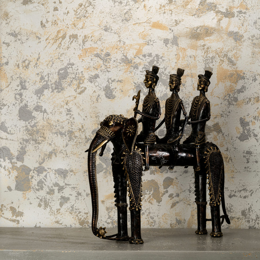 Dhokra Brass Processional Elephant Sculpture: The Tribal March