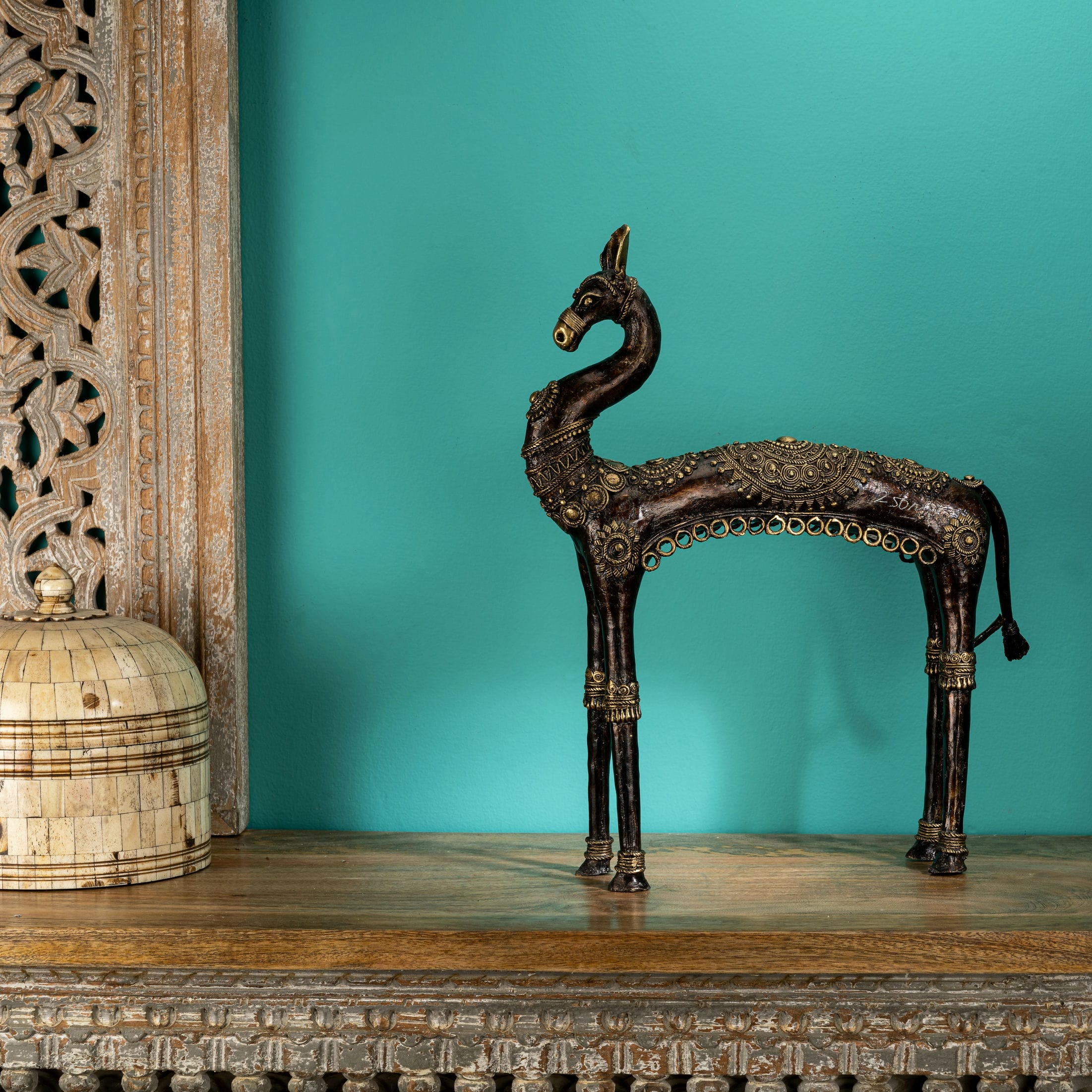 Dhokra Brass Horse Sculpture: The Desert Courser