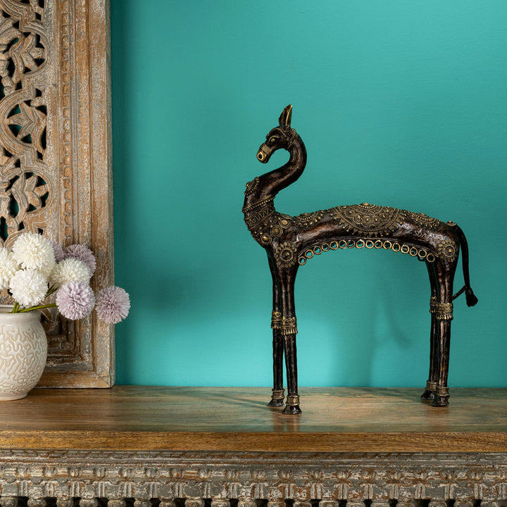 Dhokra Brass Horse Sculpture: The Desert Courser