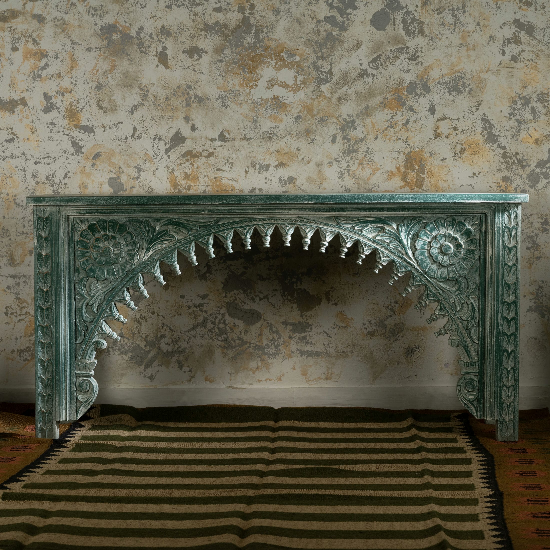 Crayon green finish console table
