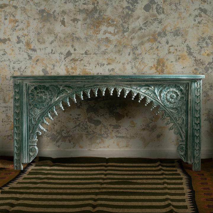 Crayon green finish console table