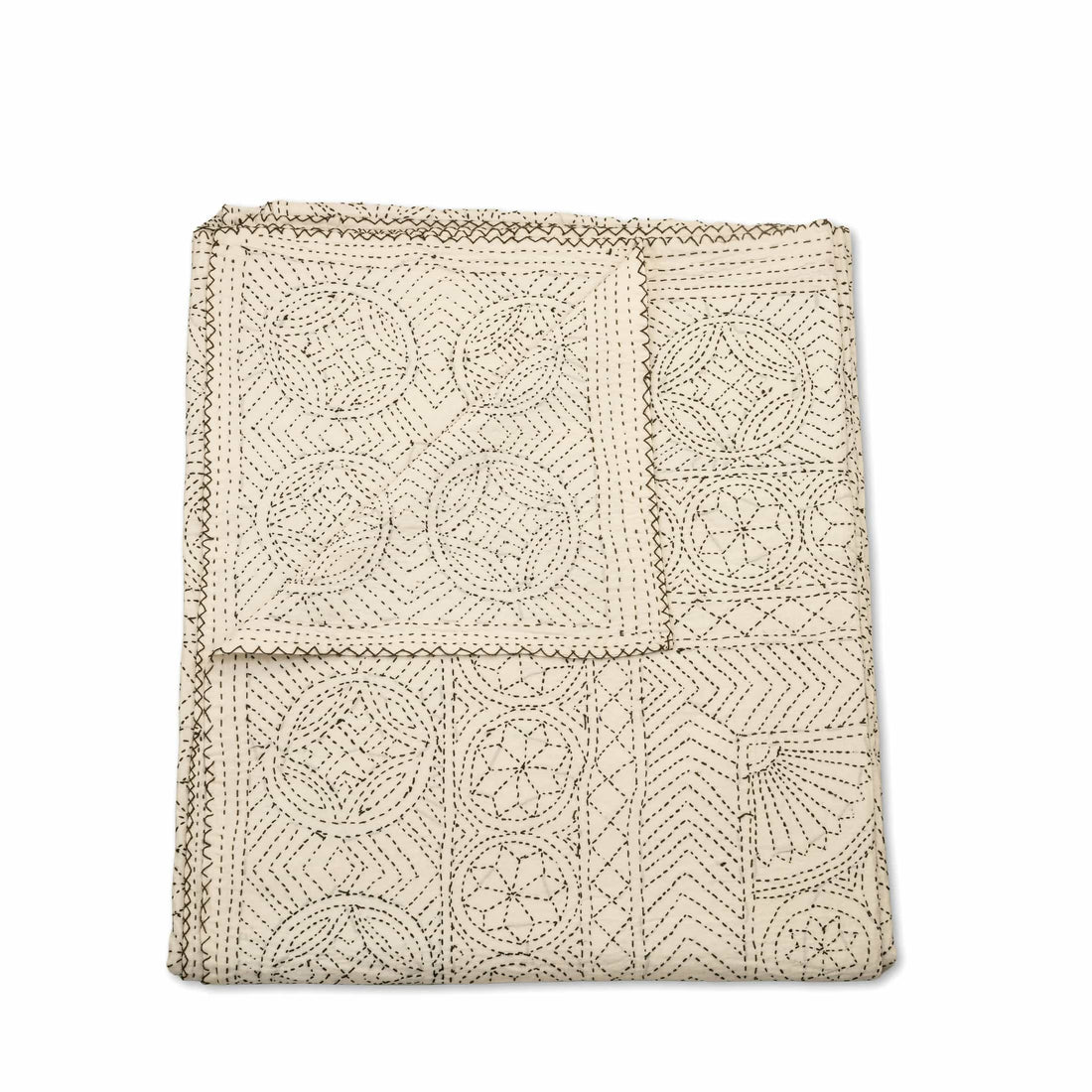 Ecru Medallion Embroidered Coverlet