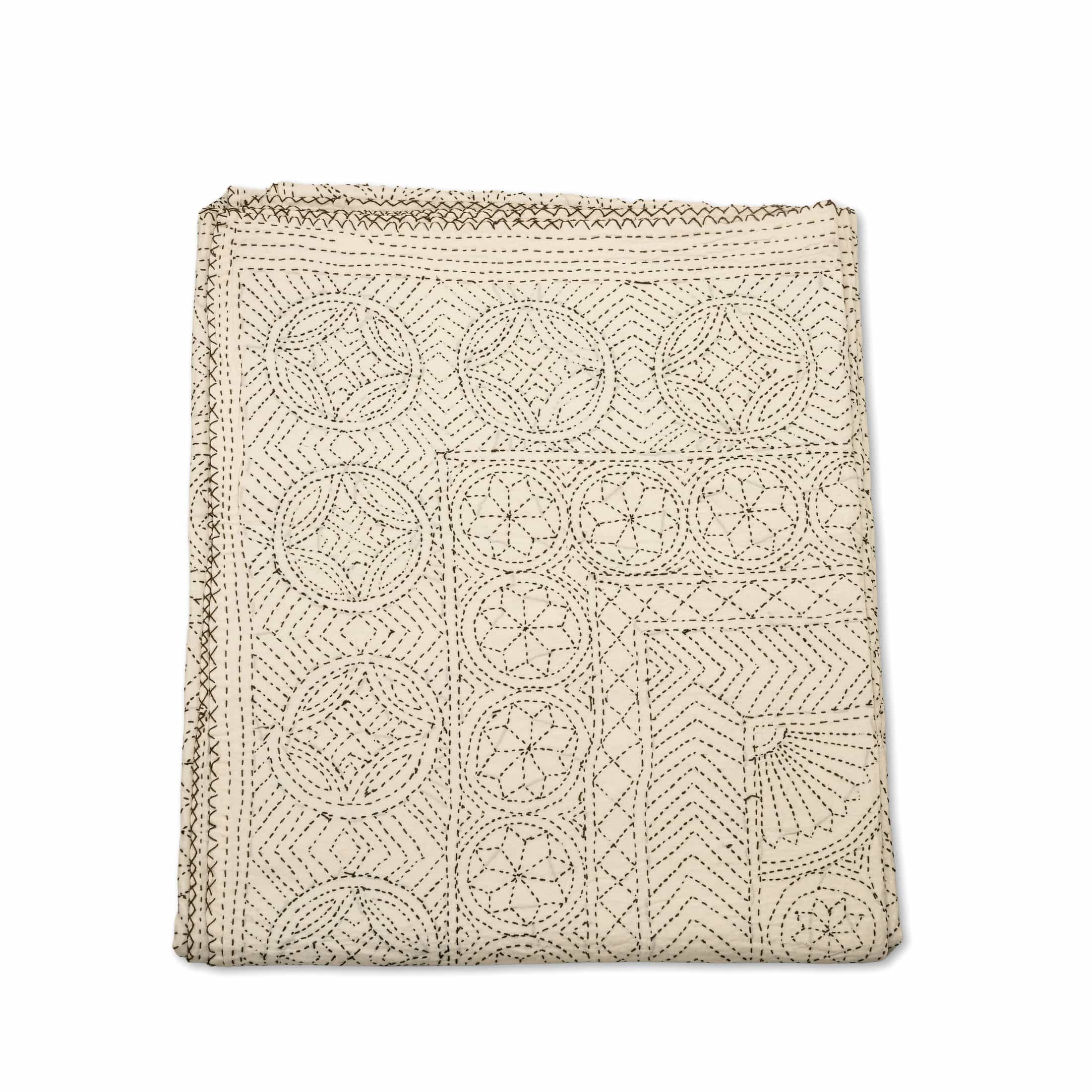 Ecru Medallion Embroidered Coverlet