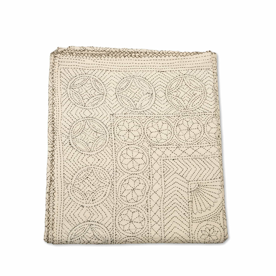 Ecru Medallion Embroidered Coverlet