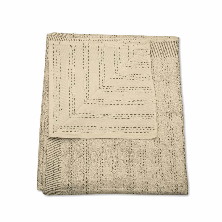 Neutral Stripe Quilted Coverlet