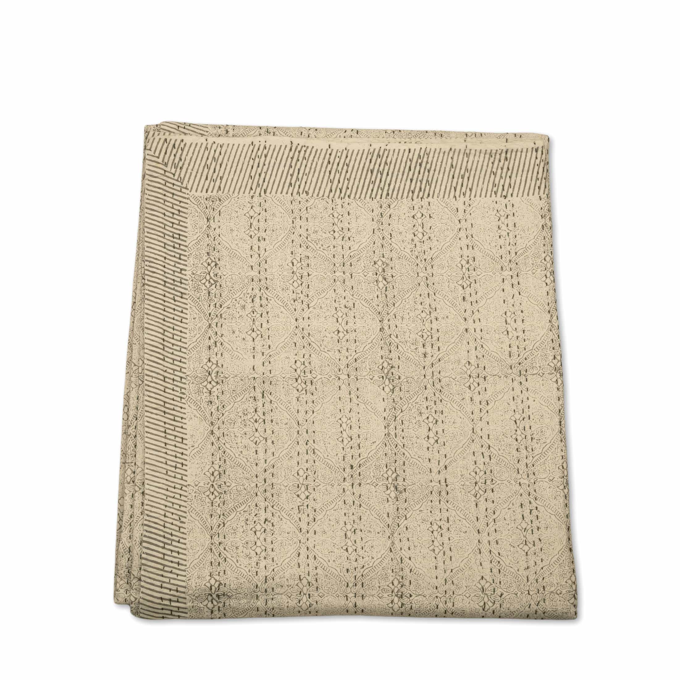 Neutral Stripe Quilted Coverlet
