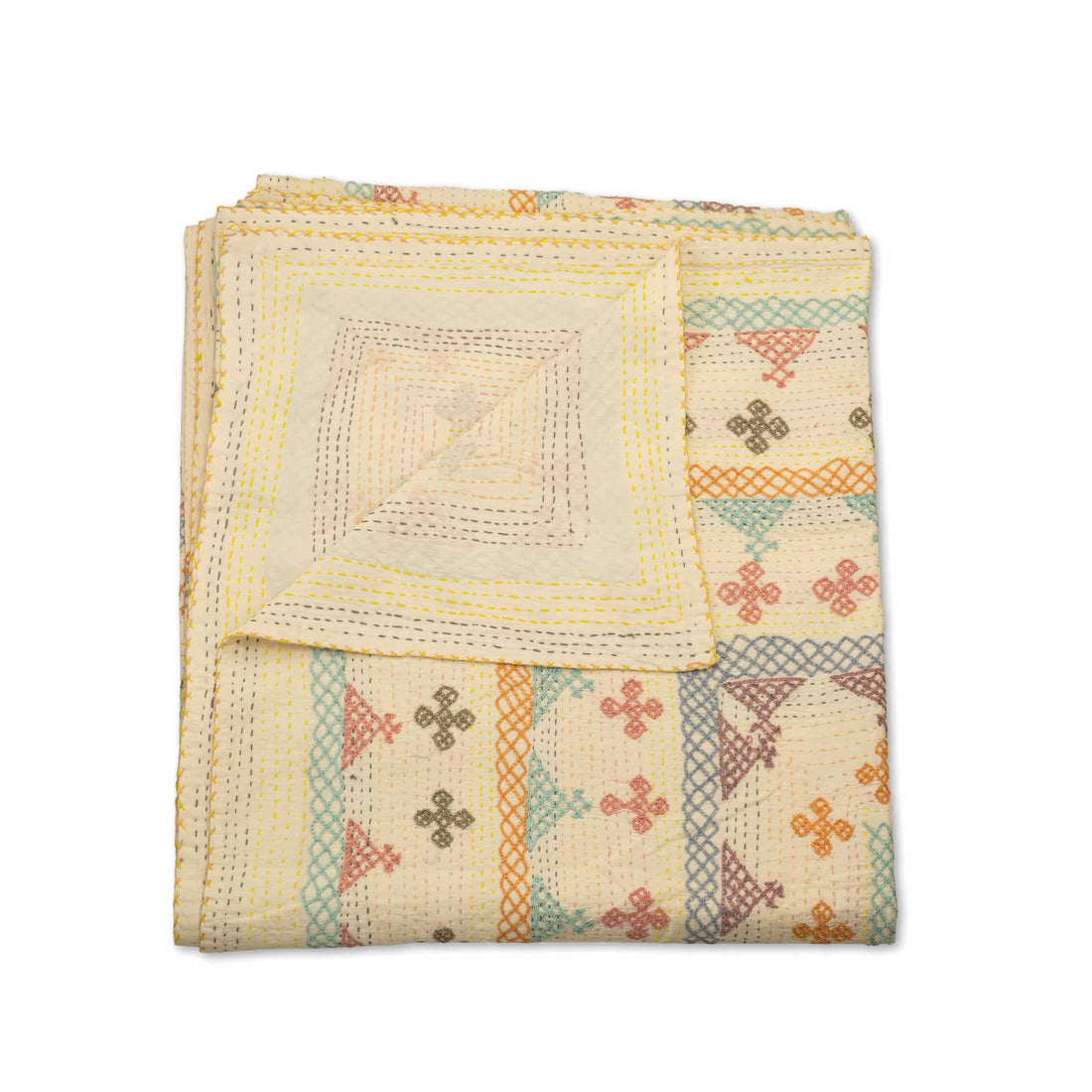 Hand-Embroidered Cotton Bedcover – Modern Artistry for Contemporary Homes