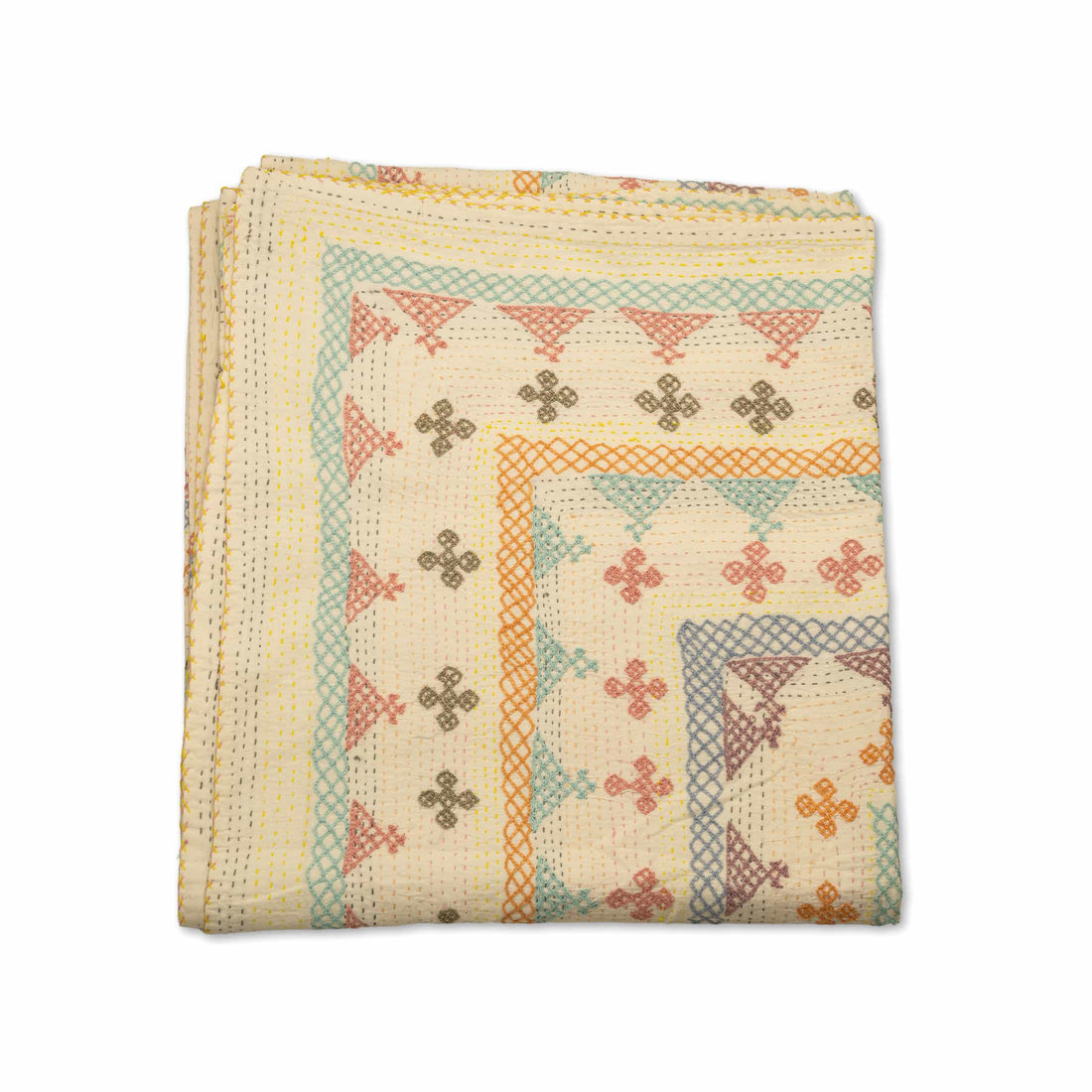 Hand-Embroidered Cotton Bedcover – Modern Artistry for Contemporary Homes