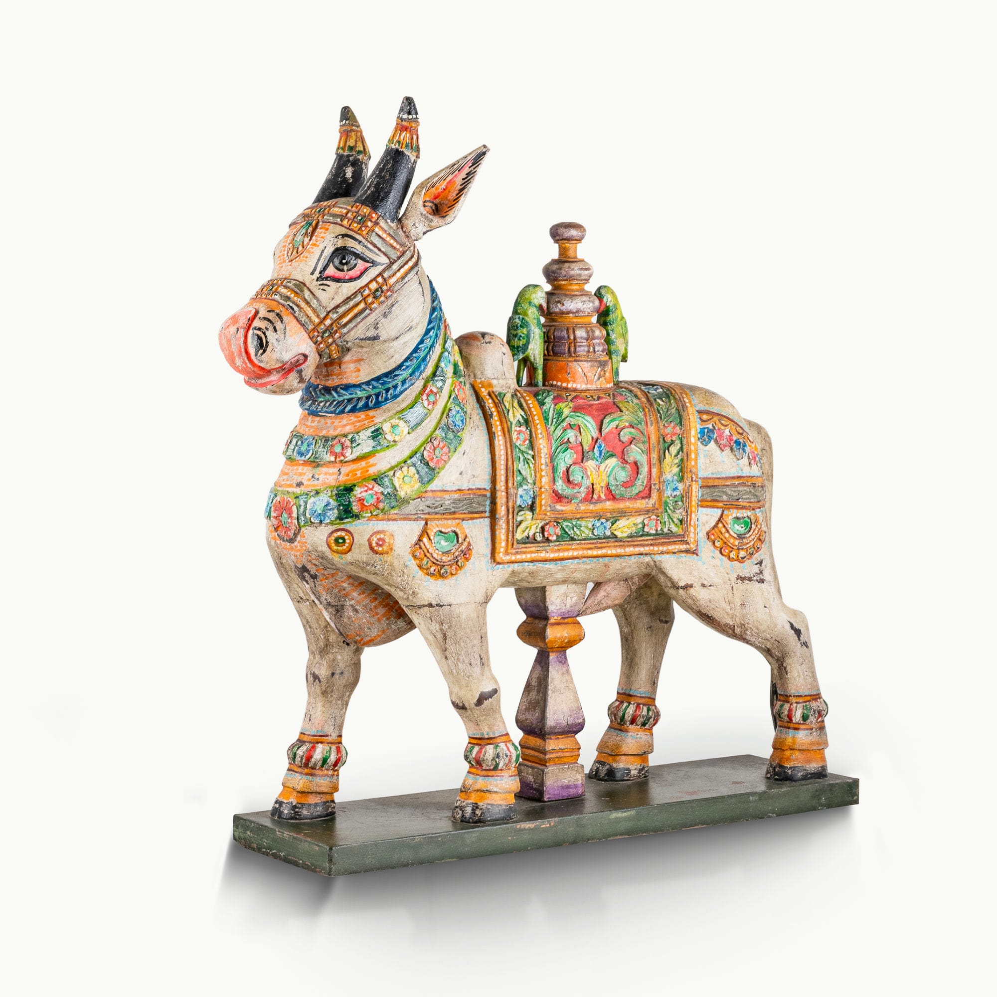 Wooden hand painted cow