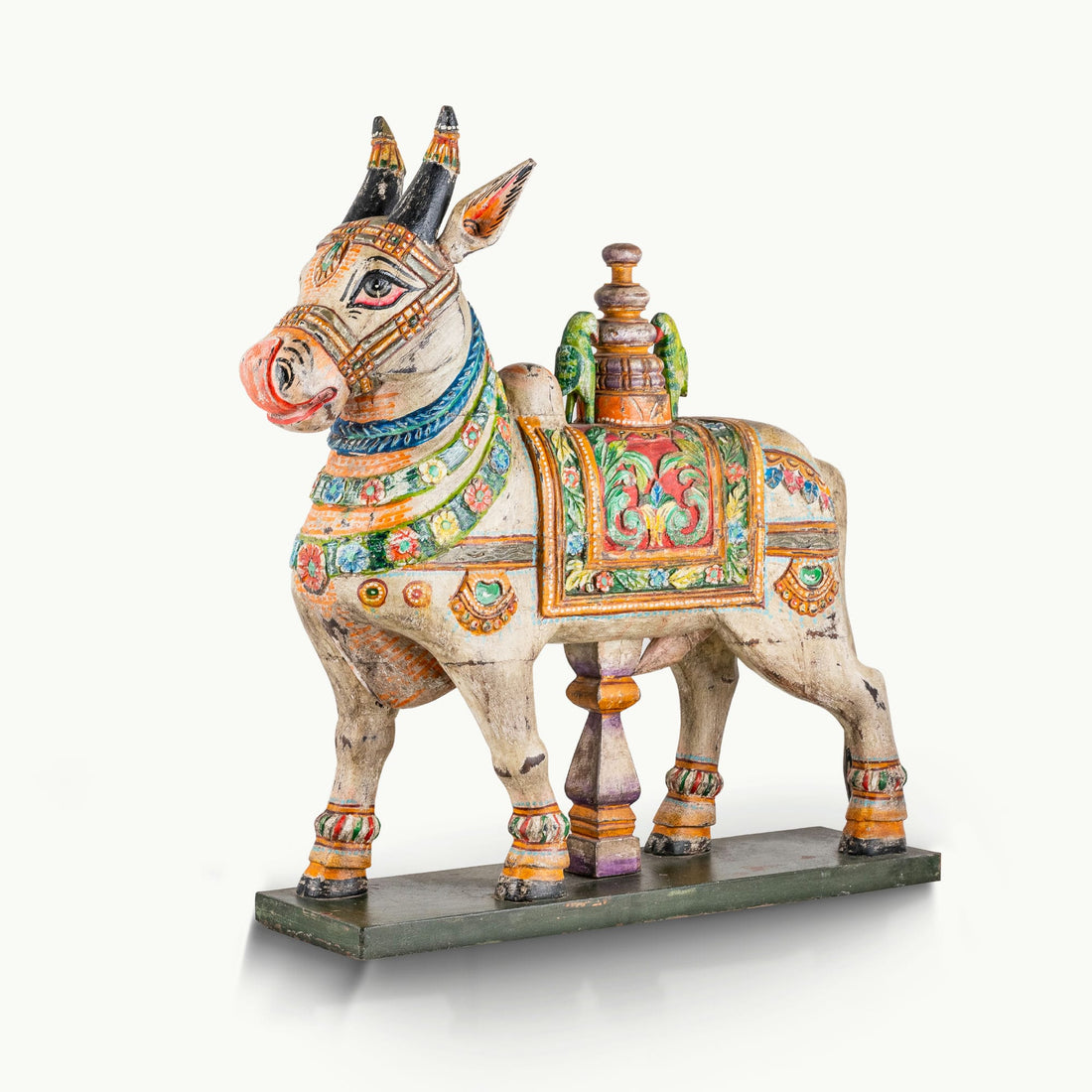Wooden hand painted cow