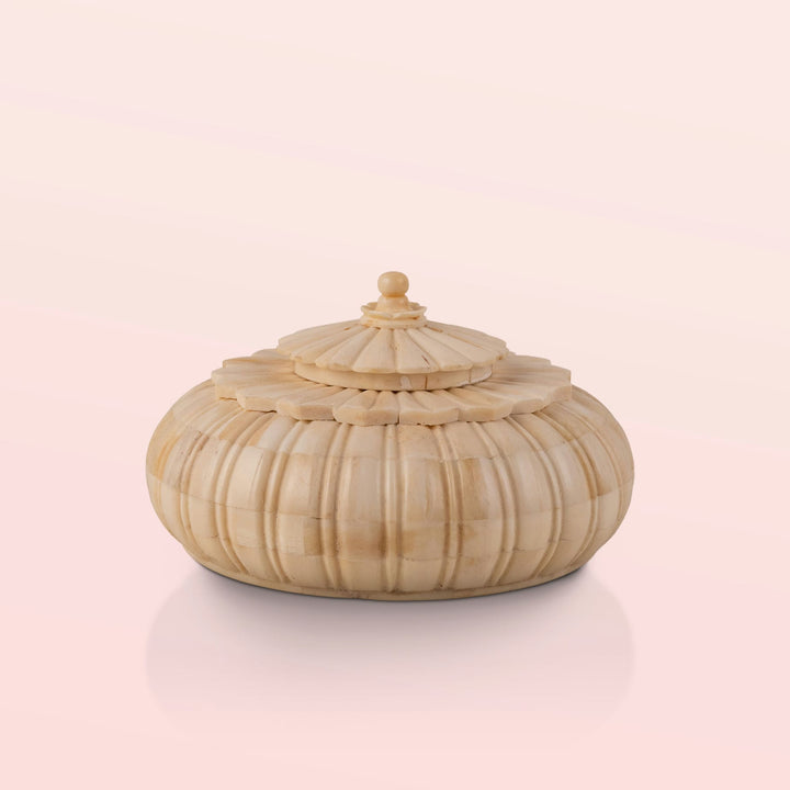 Fluted Round Covered Container with Scalloped Lid