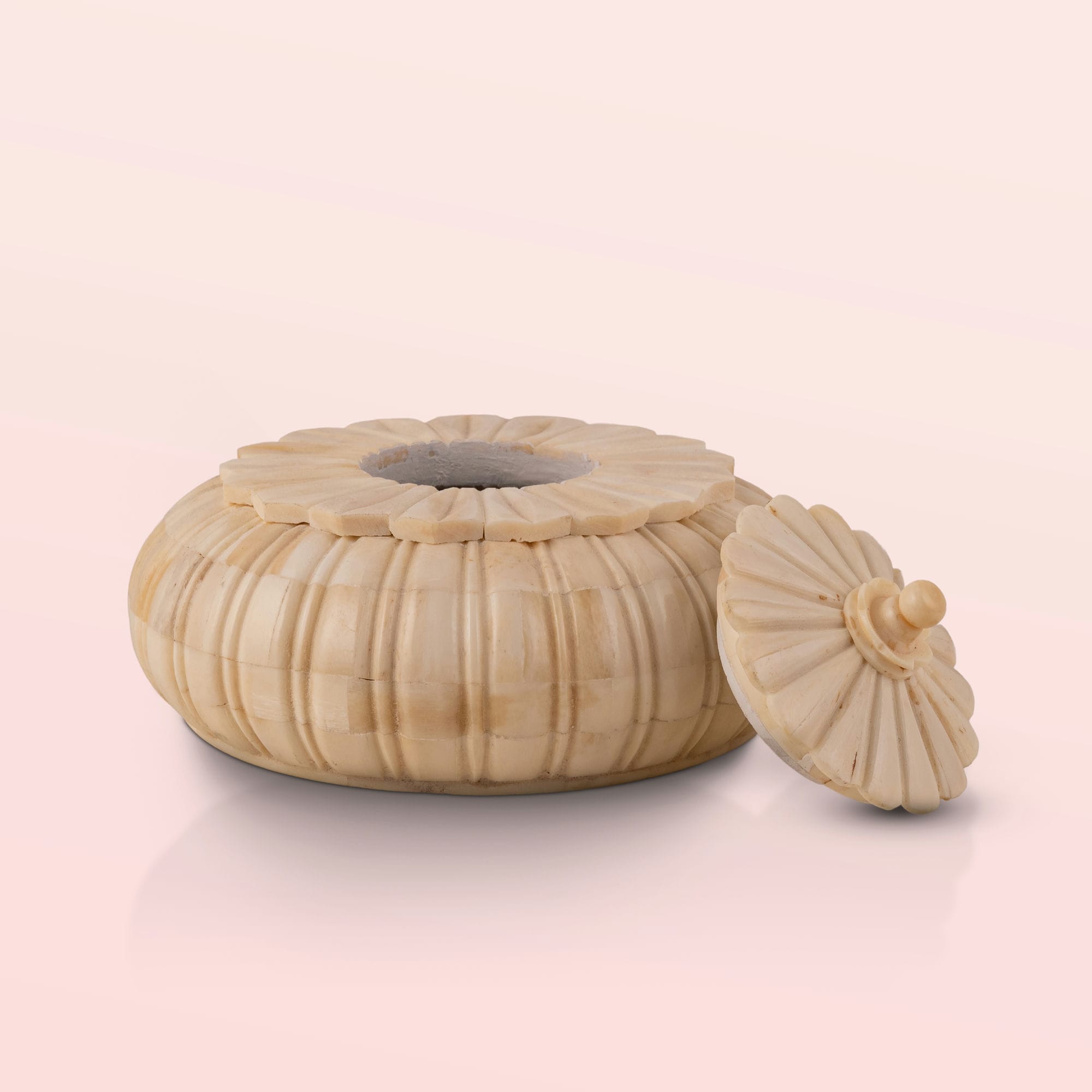 Fluted Round Covered Container with Scalloped Lid