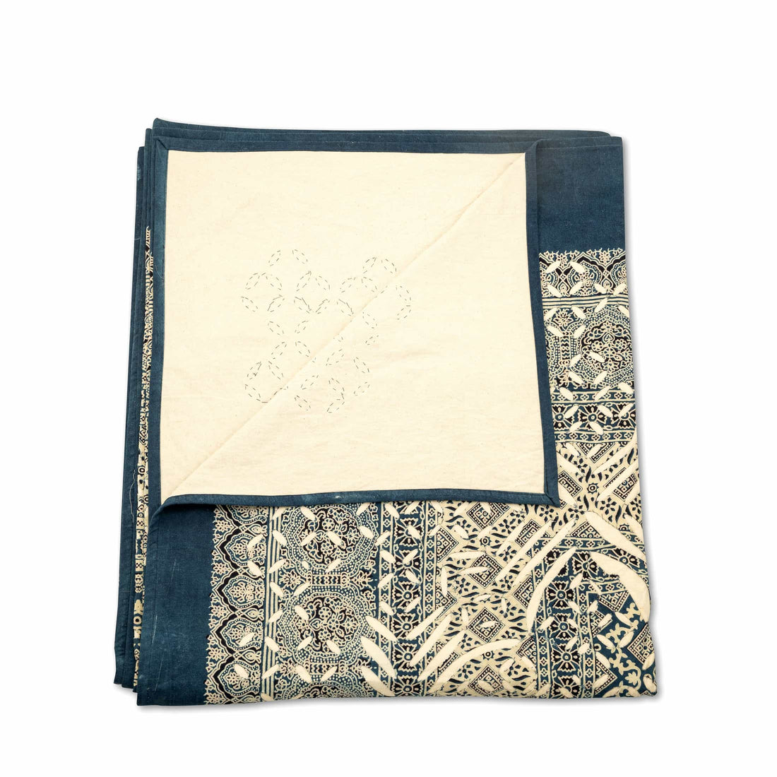 Intricate Blue Kantha Quilt