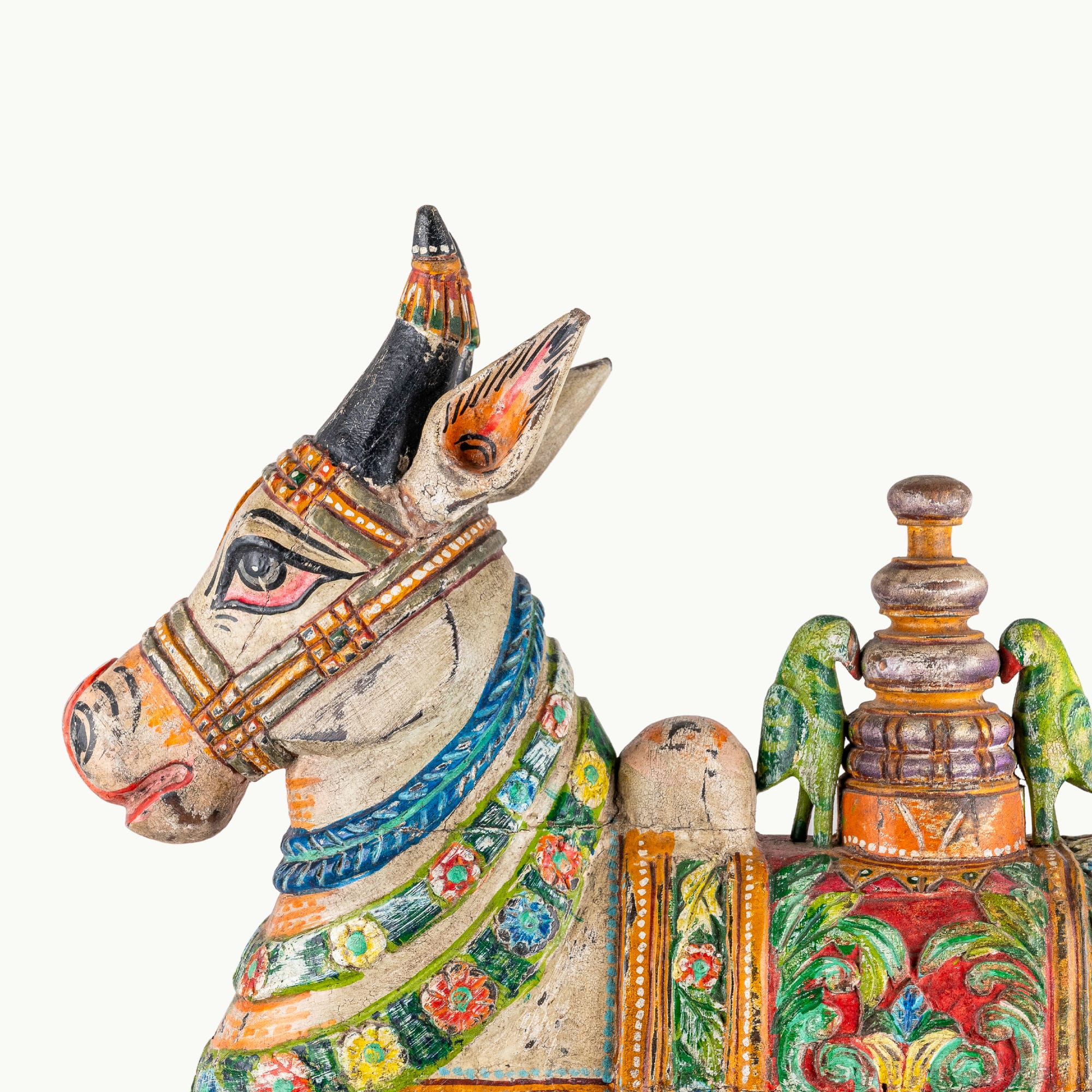 Wooden hand painted cow