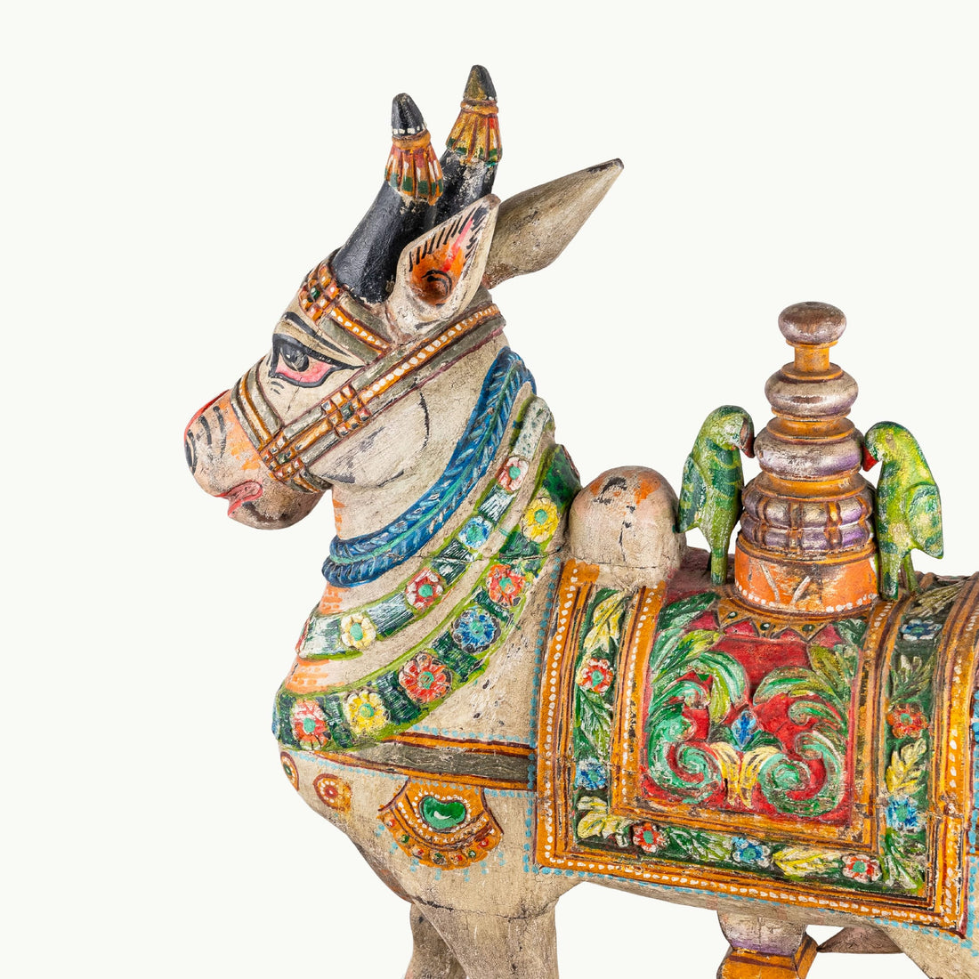Wooden hand painted cow
