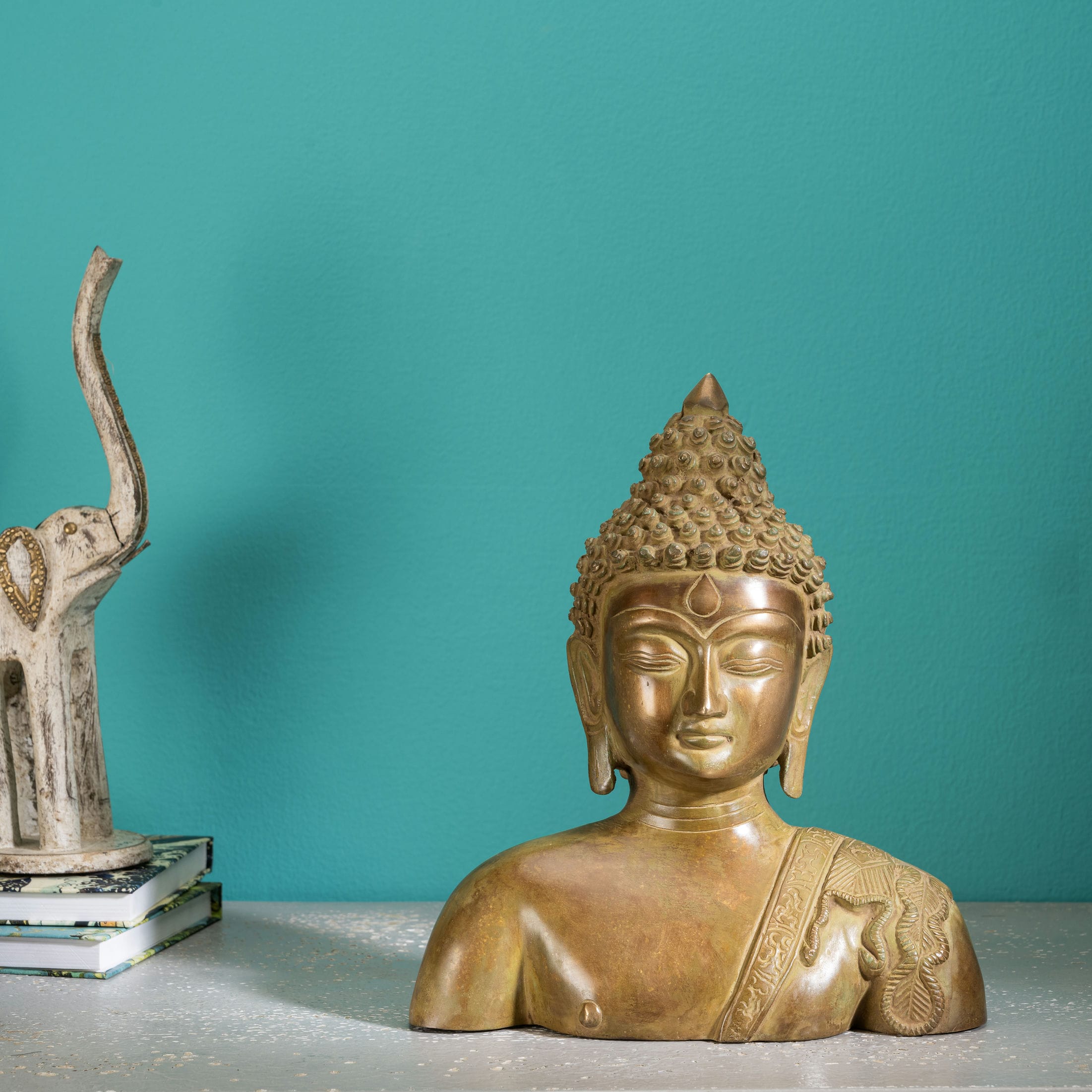 Antique Brass Buddha Bust: The Silent Contemplation