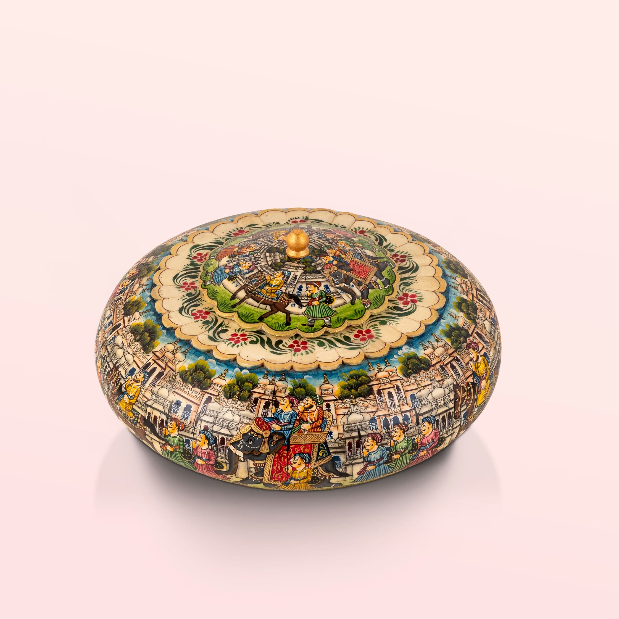 Domed Painted Bone Royal Pageantry Box: The Royal Pageantry
