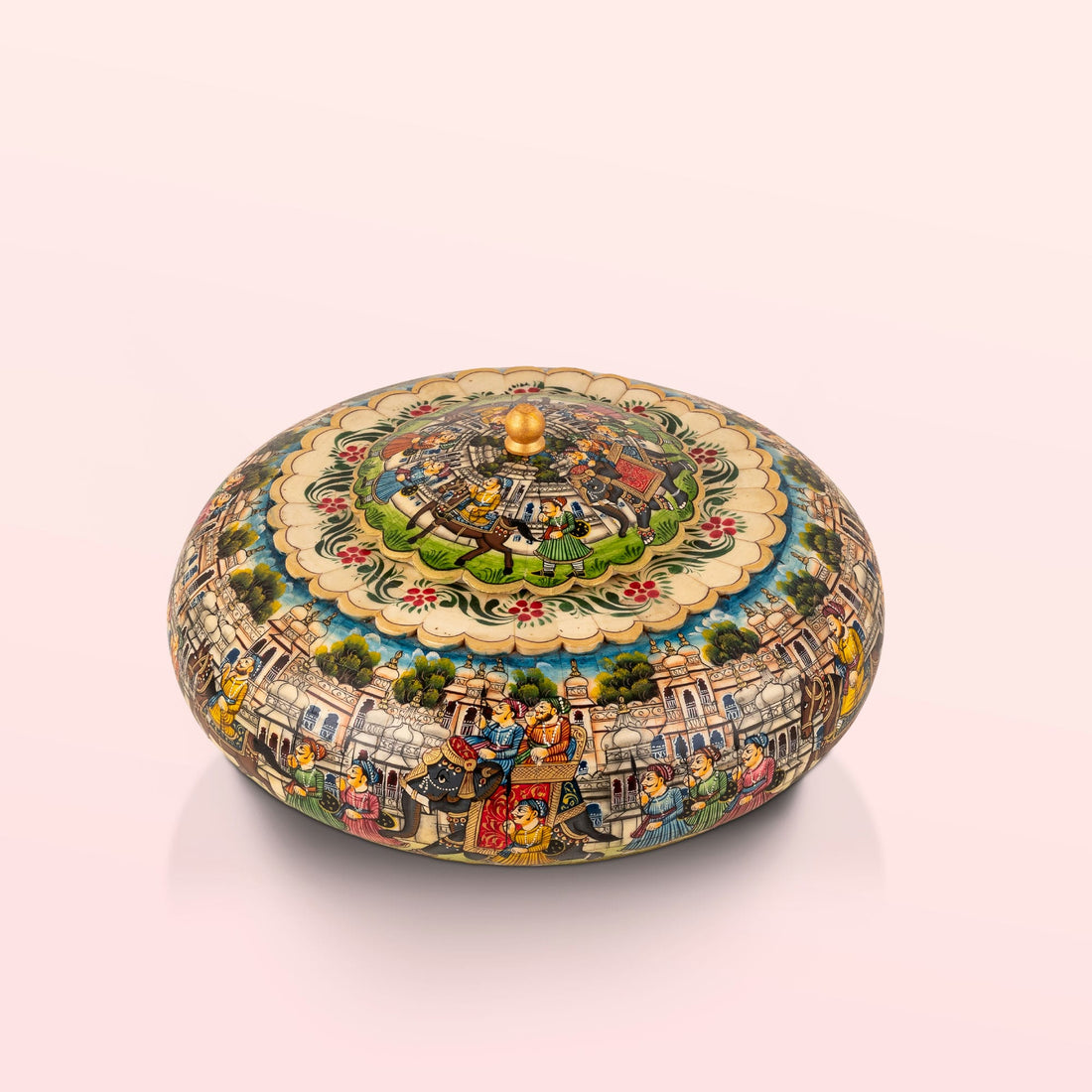Domed Painted Bone Royal Pageantry Box: The Royal Pageantry