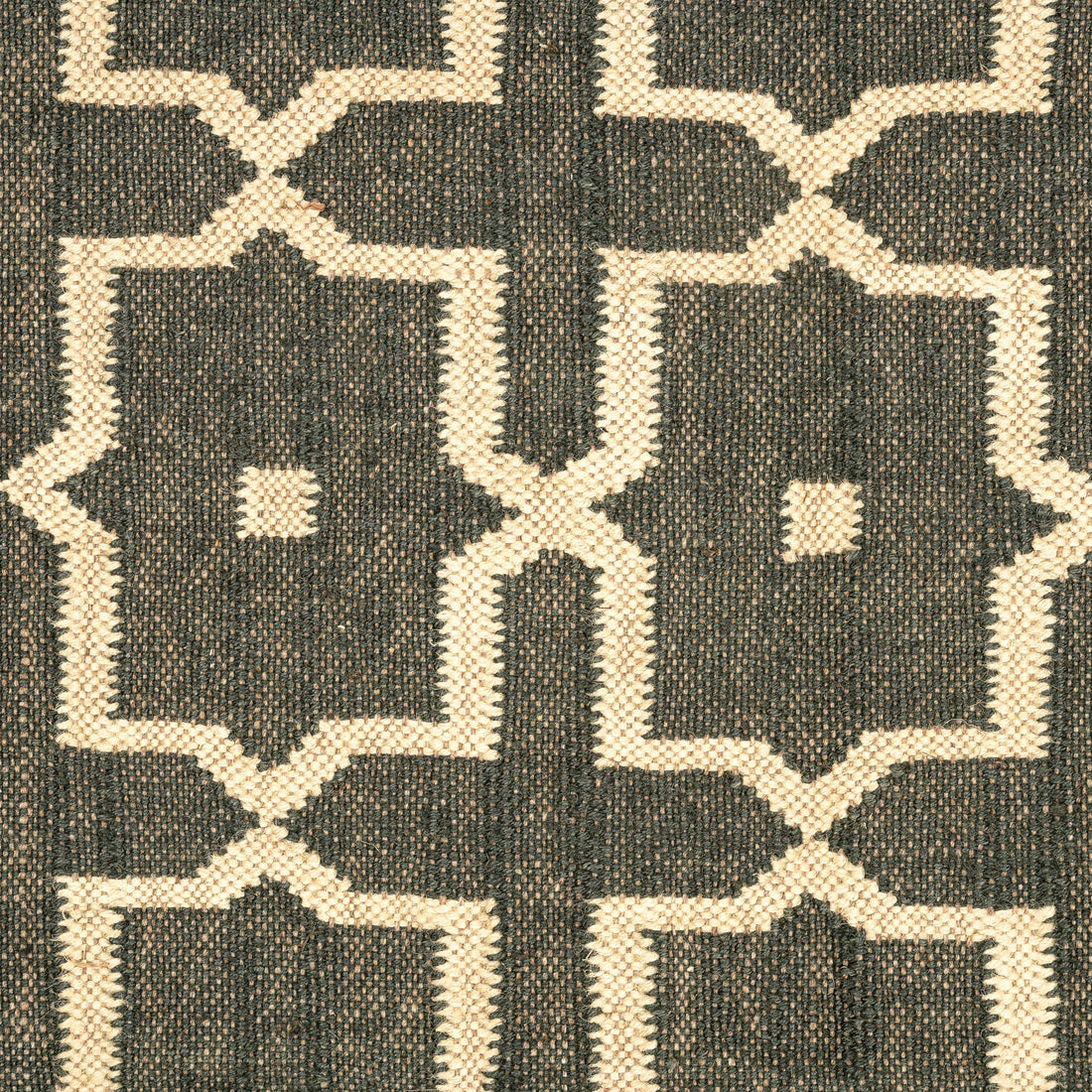 Handwoven Wool Jute Rug - Moroccan Geometric Border Design with Tassels