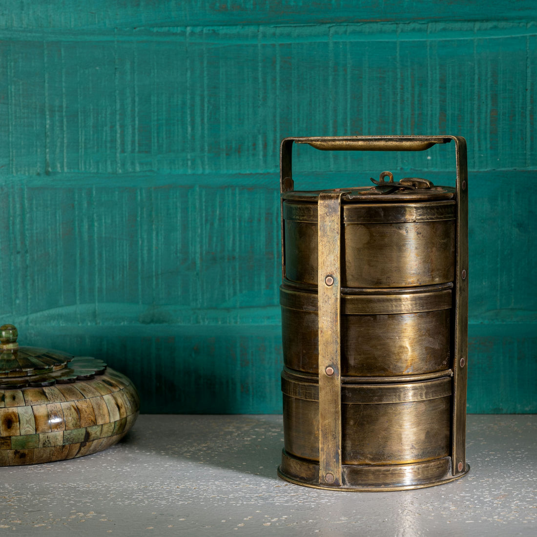 Brass antique lunch box