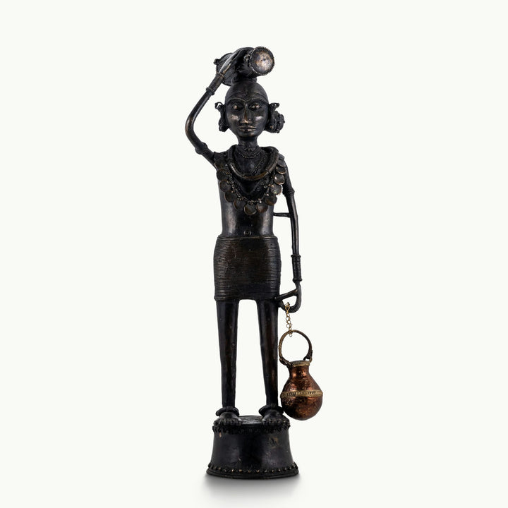 Dhokra Brass Female Figure: The Charcoal Gatherer