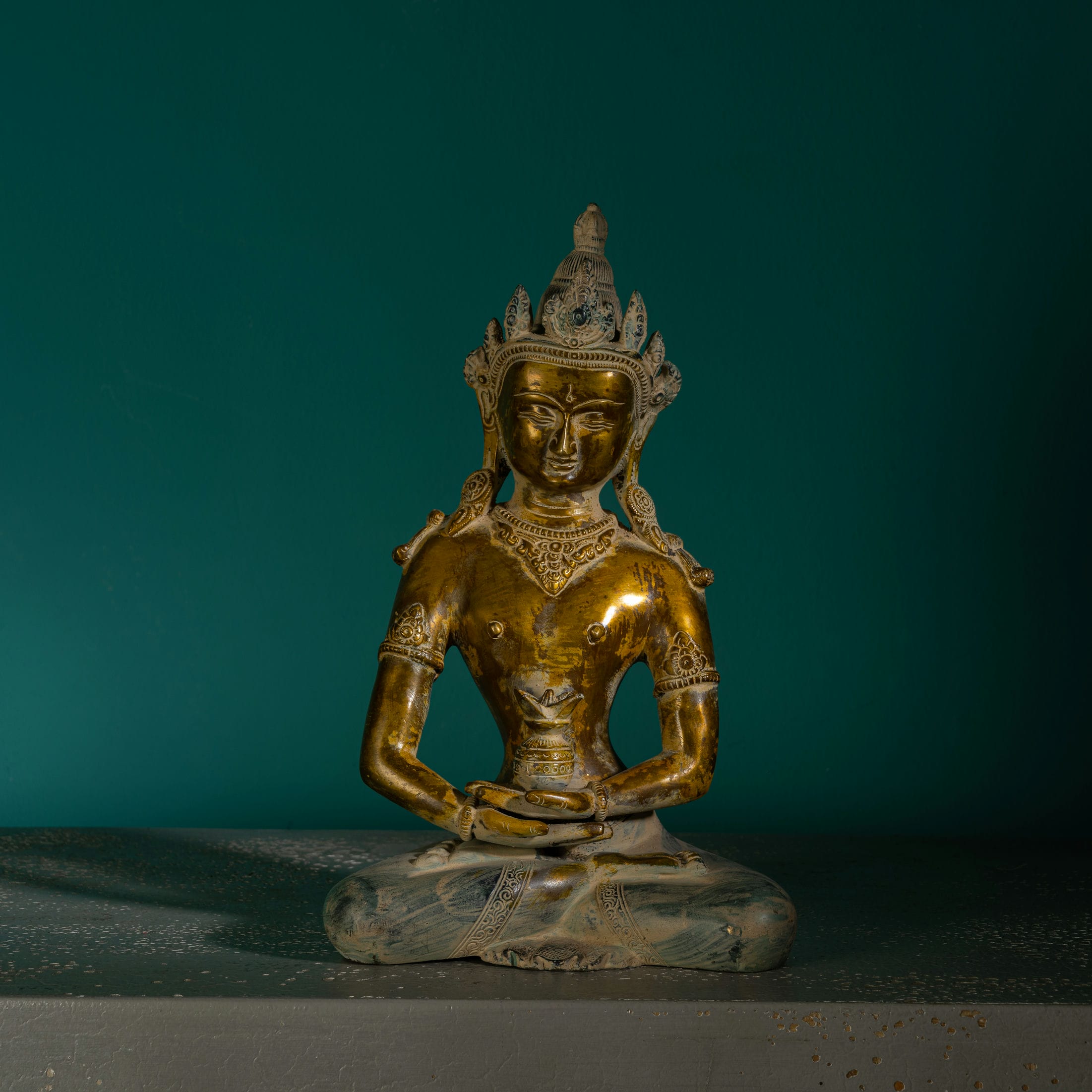 Distressed Brass Tara Statue: The Ancient Nectar
