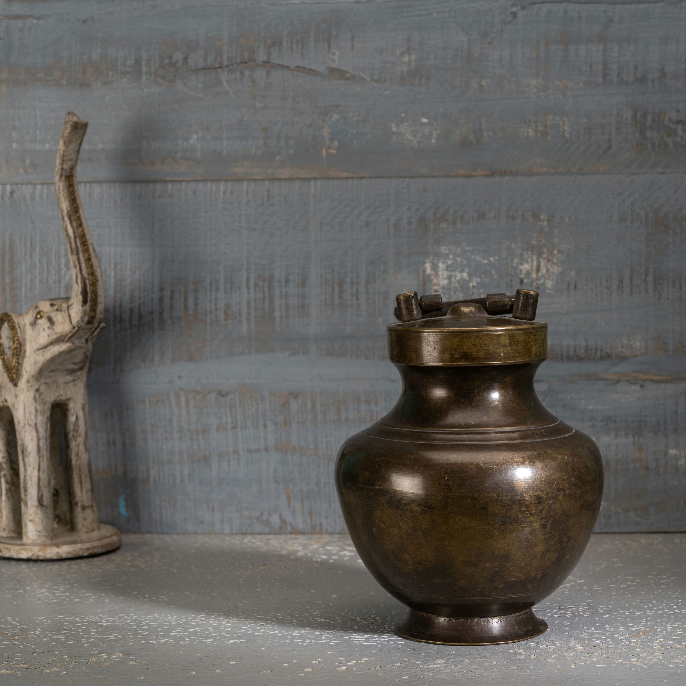 Antique Brass Surma Container: The Shadowed Flask