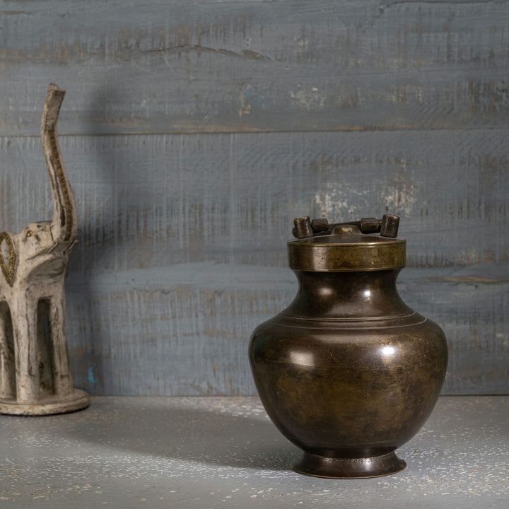 Antique Brass Surma Container: The Shadowed Flask