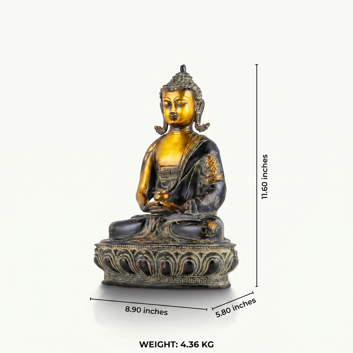 Black Brass Dhyana Buddha Statue: The Golden Awakening