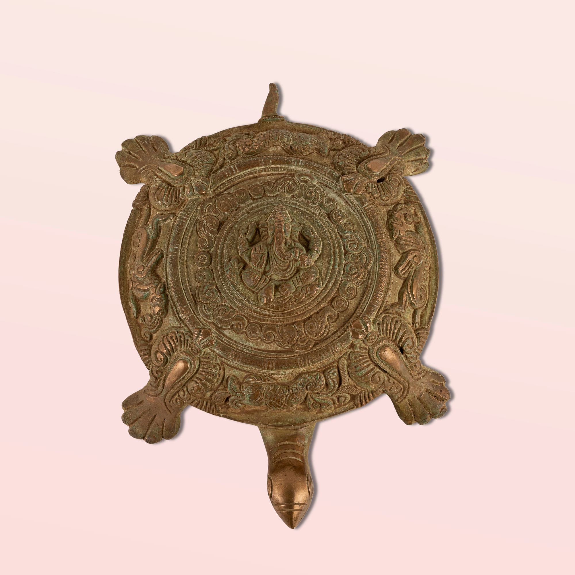 Brass Ganesha Tortoise Idol: The Cosmic Mandala