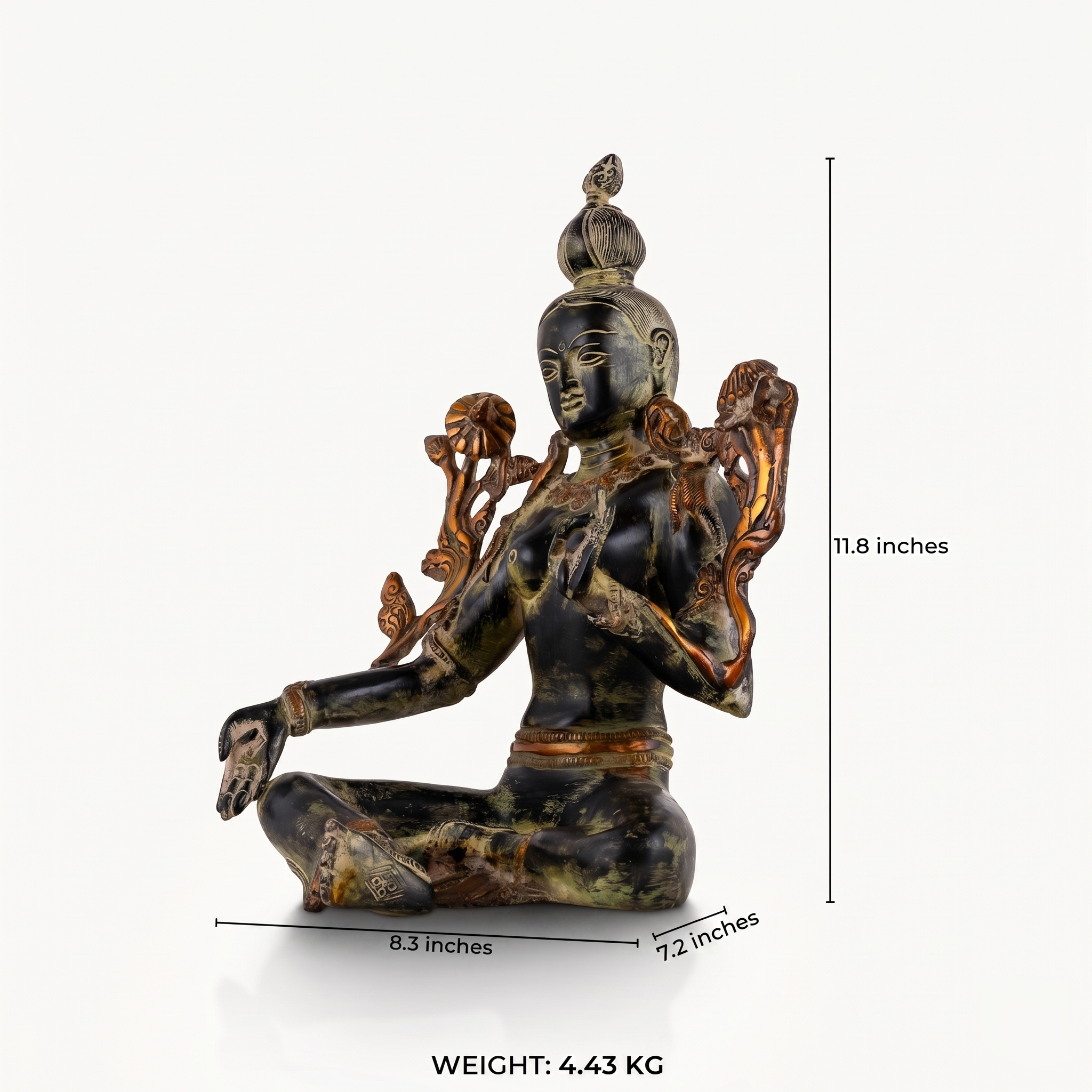 Black Brass Seated Tara Statue: The Obsidian Bloom