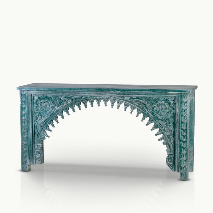 Crayon green finish console table