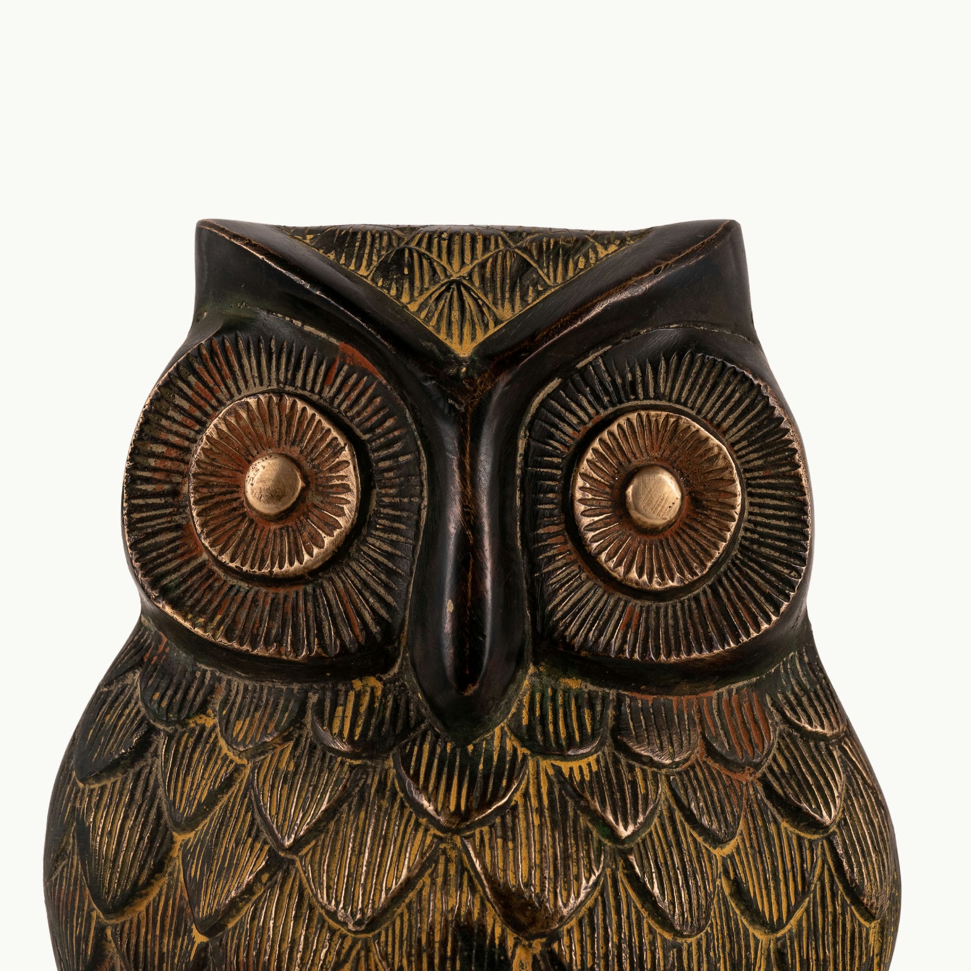 Antique bronze finish textured owl figurine