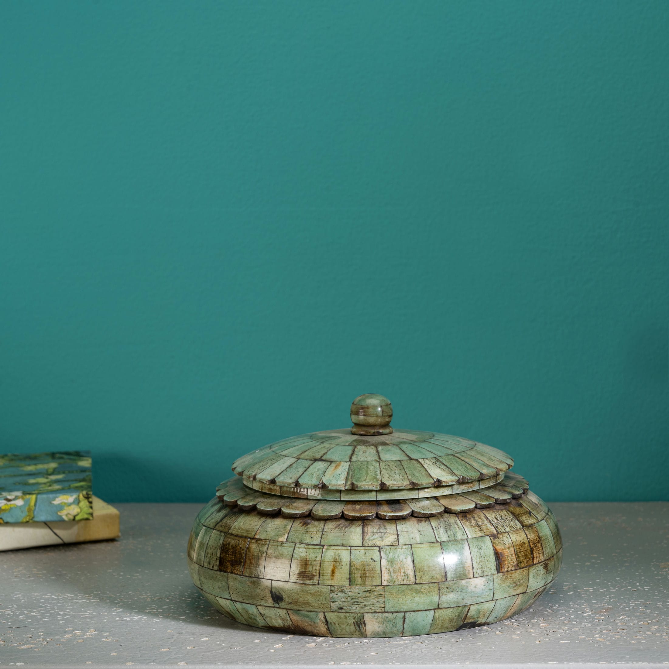 Green Dyed Camel Bone Box: The Sage Mosaic