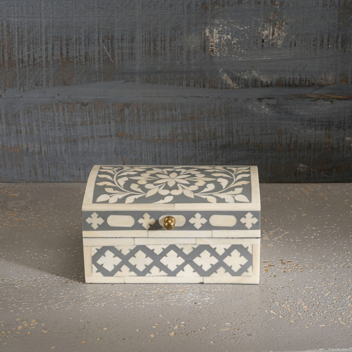 Grey Bone Inlay Box: The Slate Tapestry