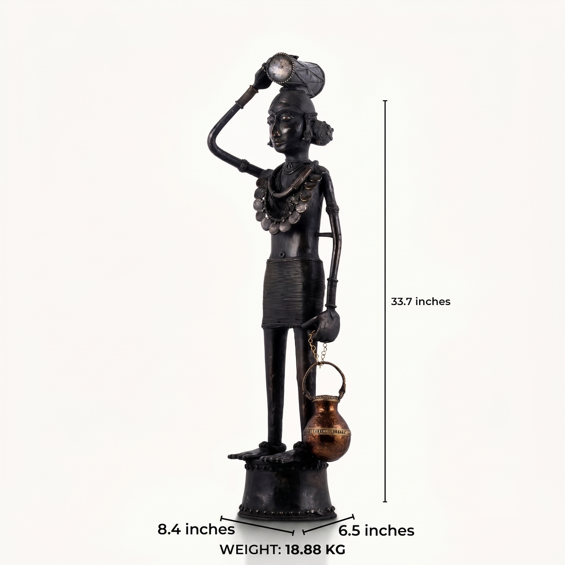 Dhokra Brass Female Figure: The Charcoal Gatherer