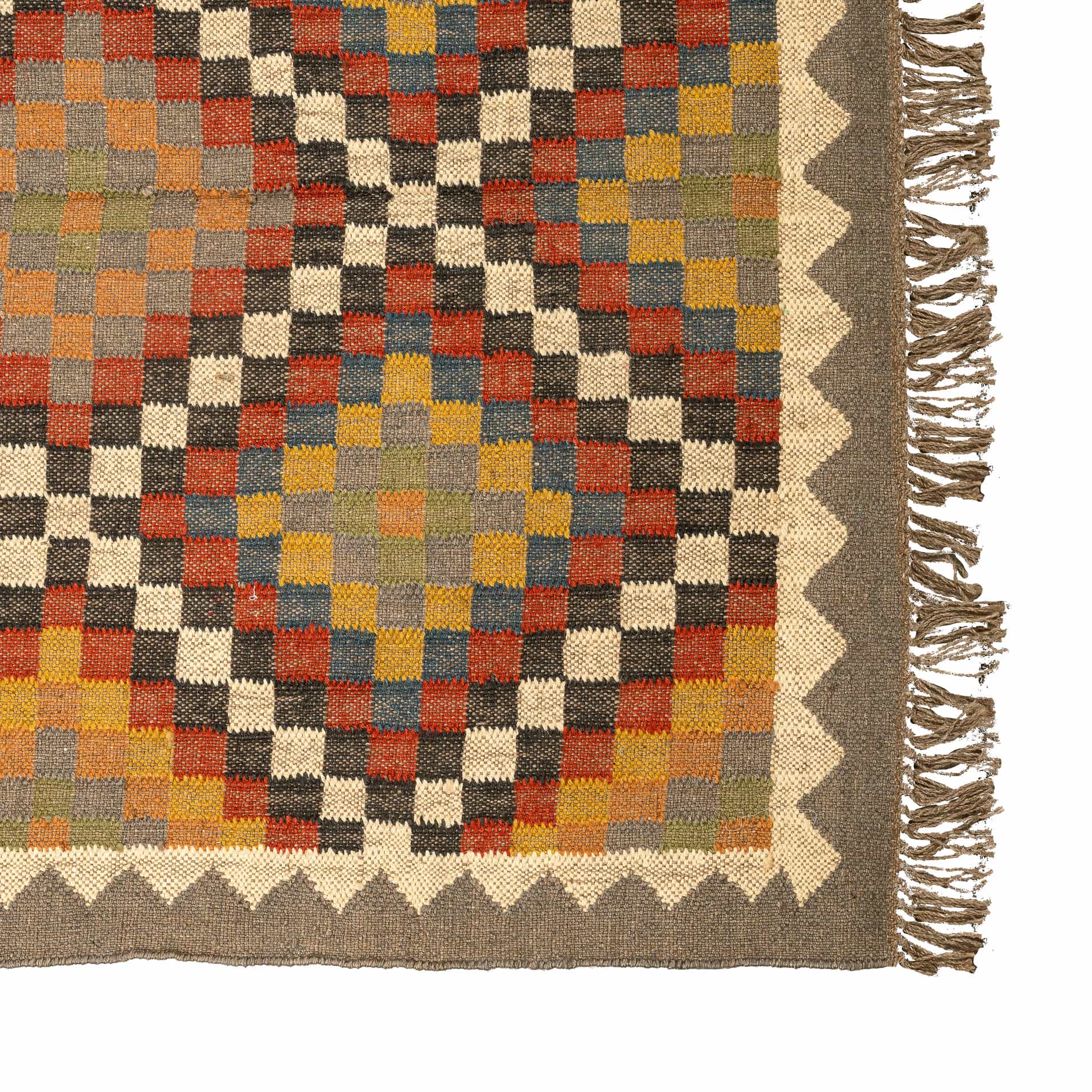 Handwoven Wool Jute Rug – Elegant Diamond Medallion Design