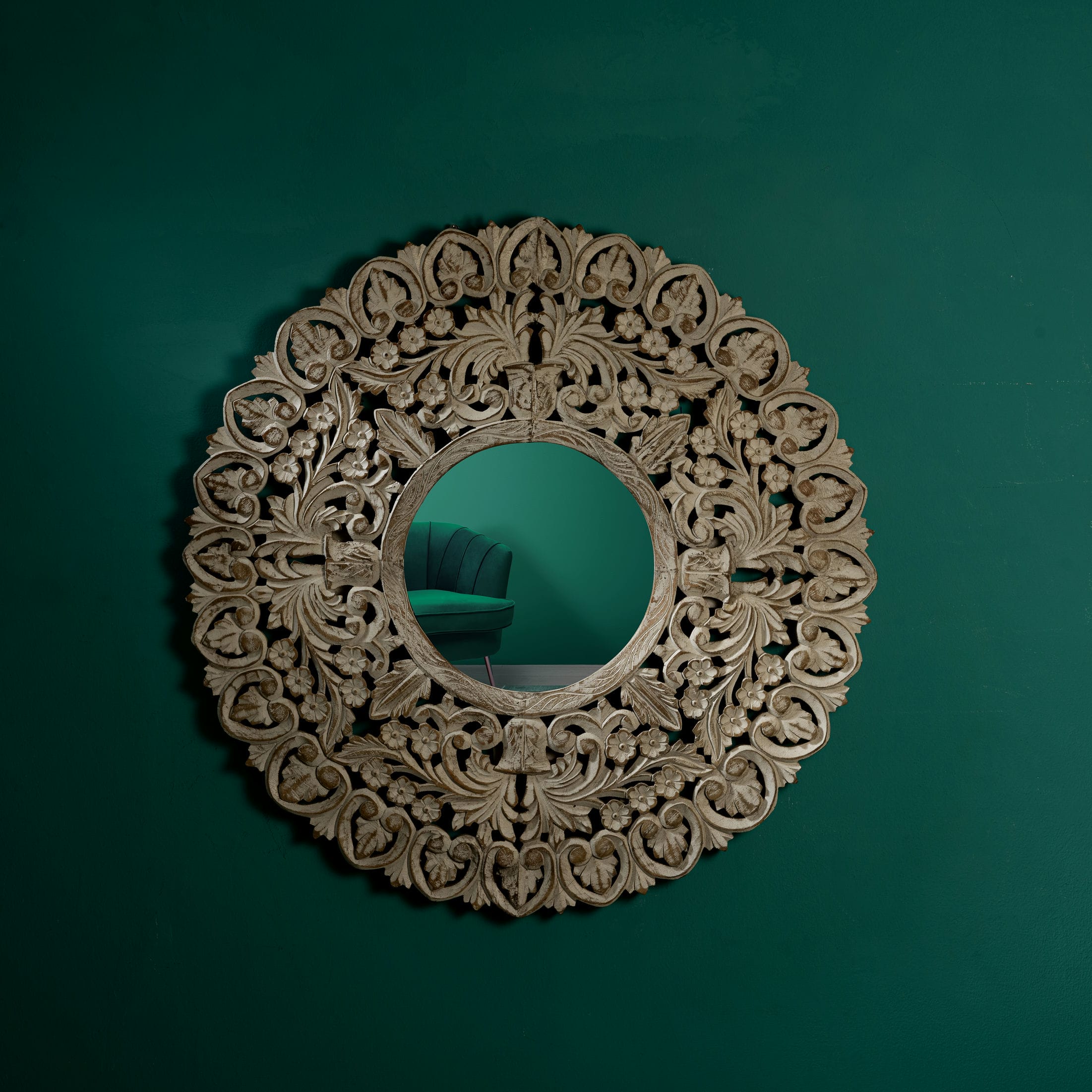Vintage style white wash mirror frame