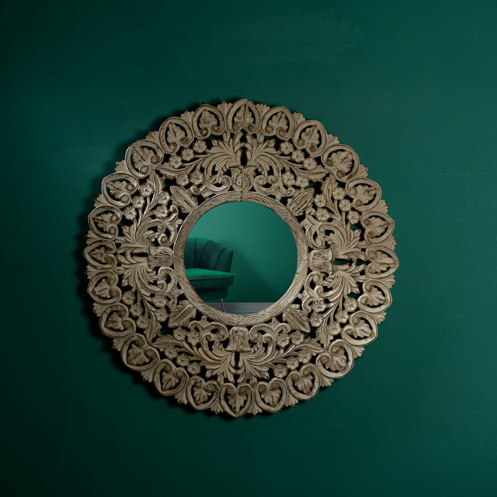 Vintage style white wash mirror frame
