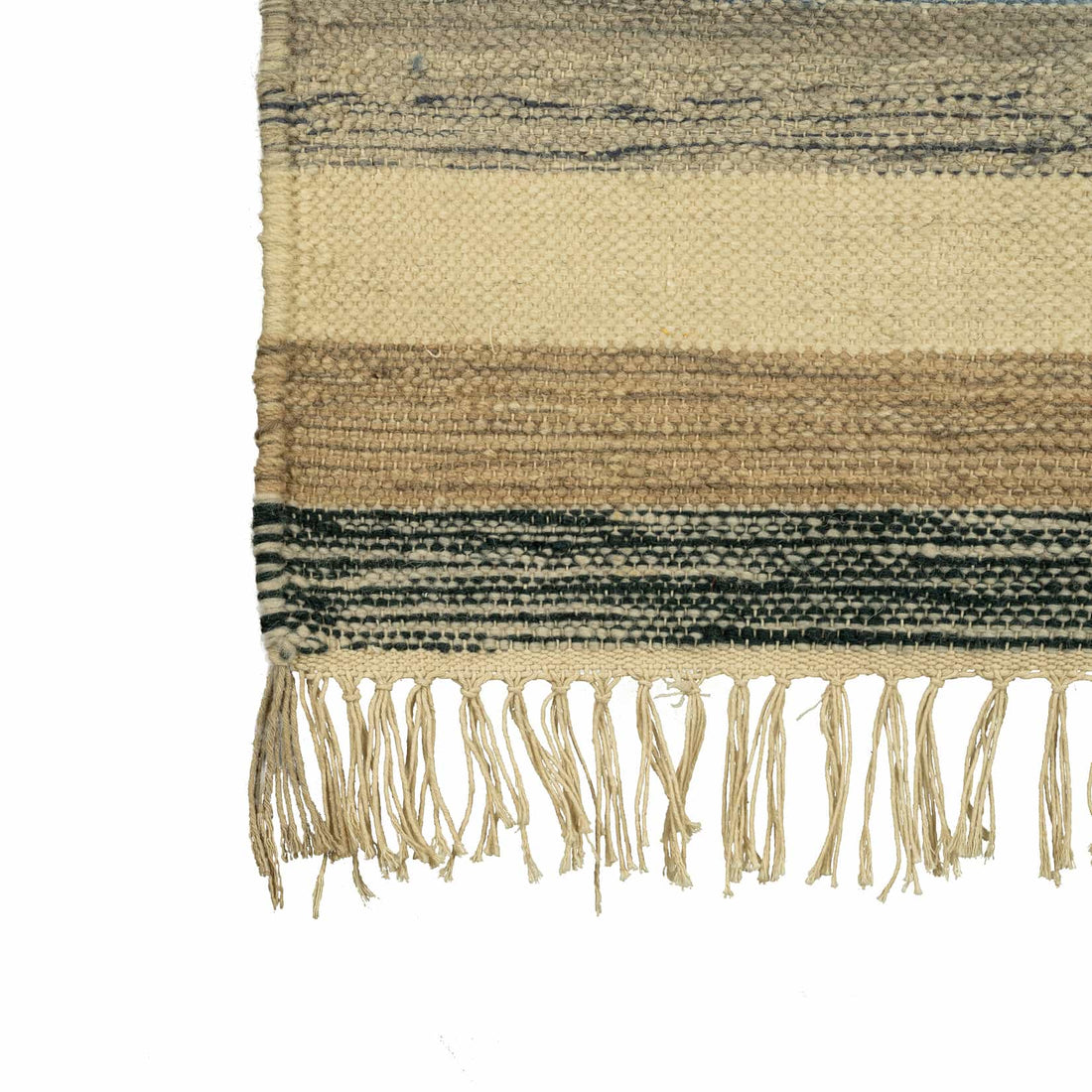Cotton Wool Rug – Handwoven Striped Design