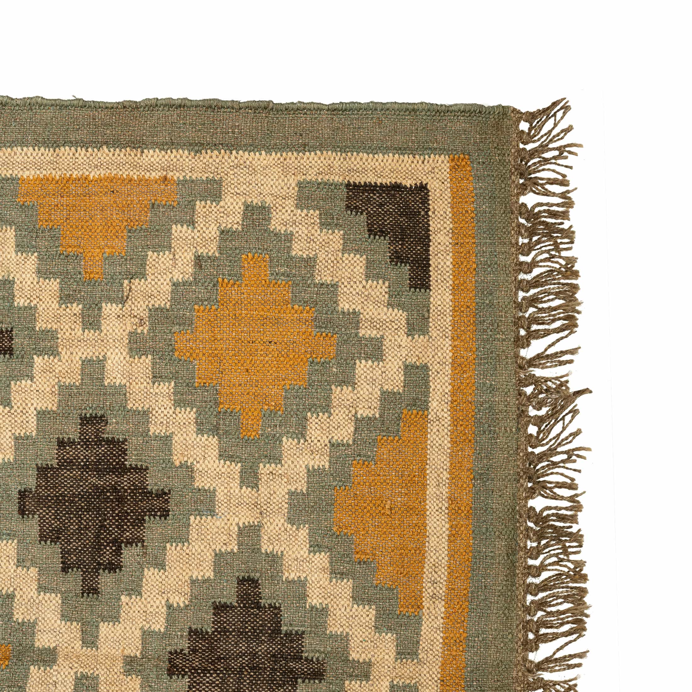 Handwoven Wool Jute Rug – Geometric Diamond Trellis Pattern