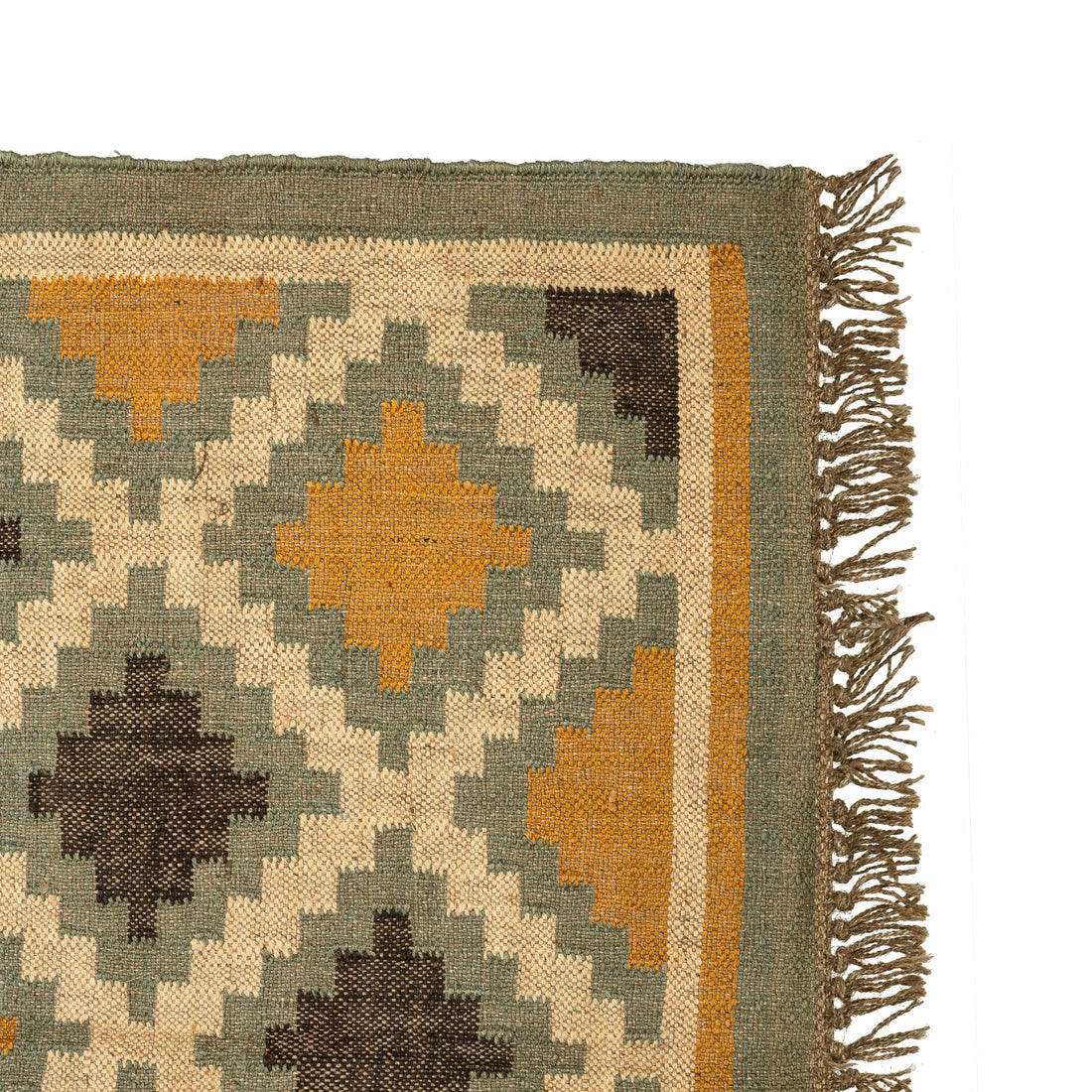 Handwoven Wool Jute Rug – Geometric Diamond Trellis Pattern