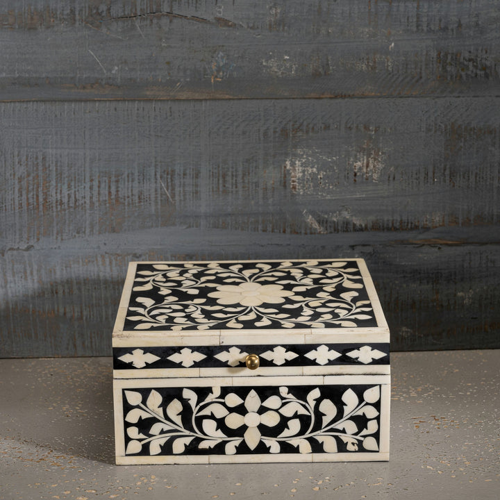 Black Bone Inlay Box: The Obsidian Flora
