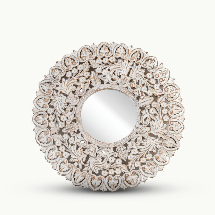 Distressed Round Wooden Wall Frame: The Botanical Halo