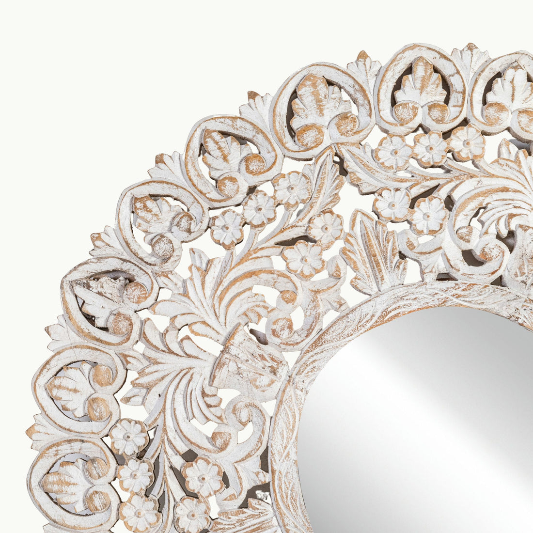 Vintage style white wash mirror frame