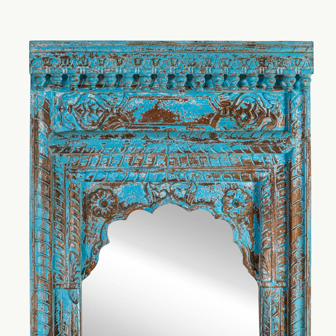 Rustic style blue mirror frame