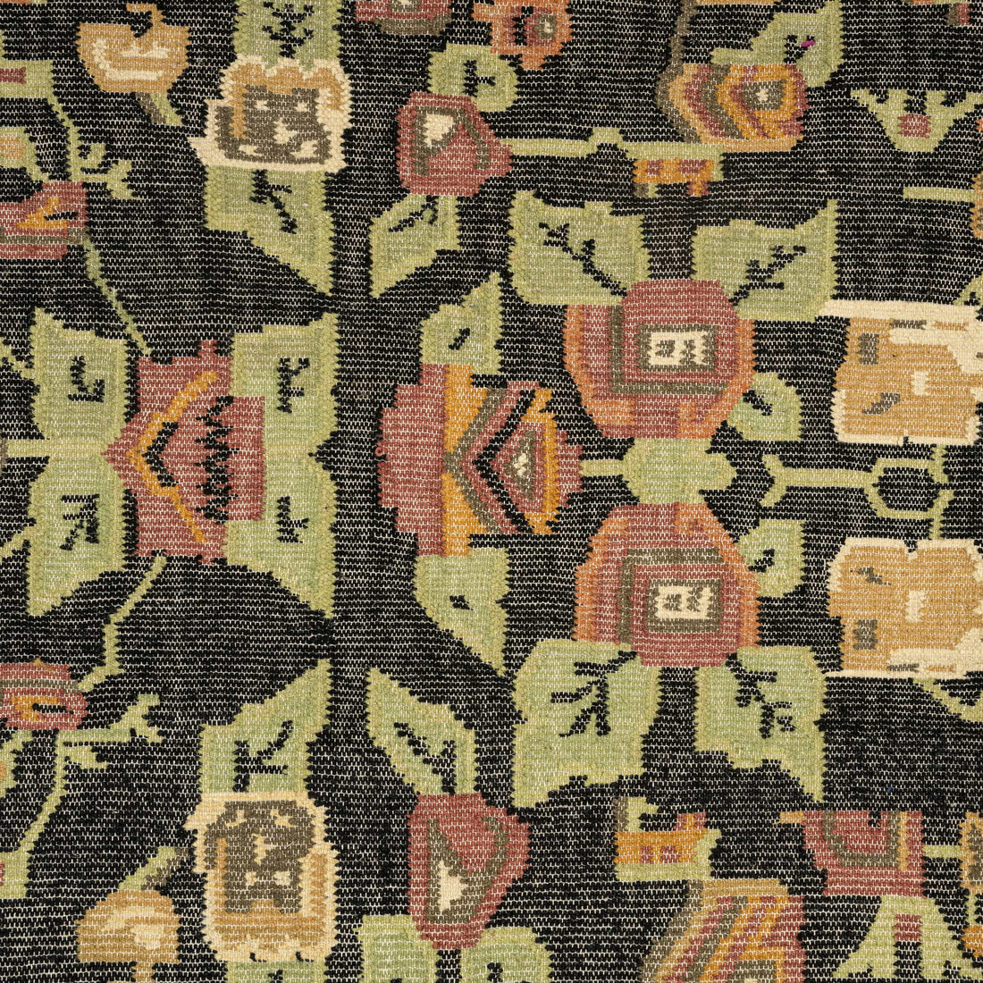 Midnight Folk Floral Dhurrie