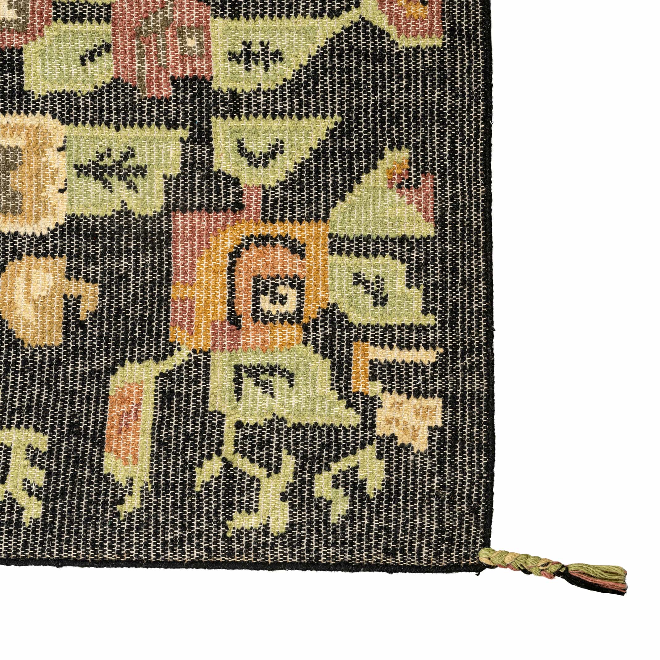 Midnight Folk Floral Dhurrie